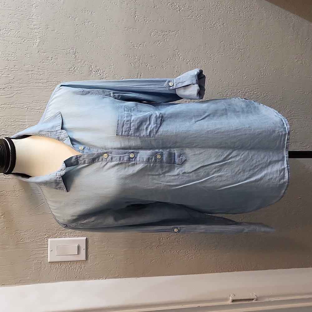 Ann Taylor Lightweight Chambray Pullover Shirt - image 2